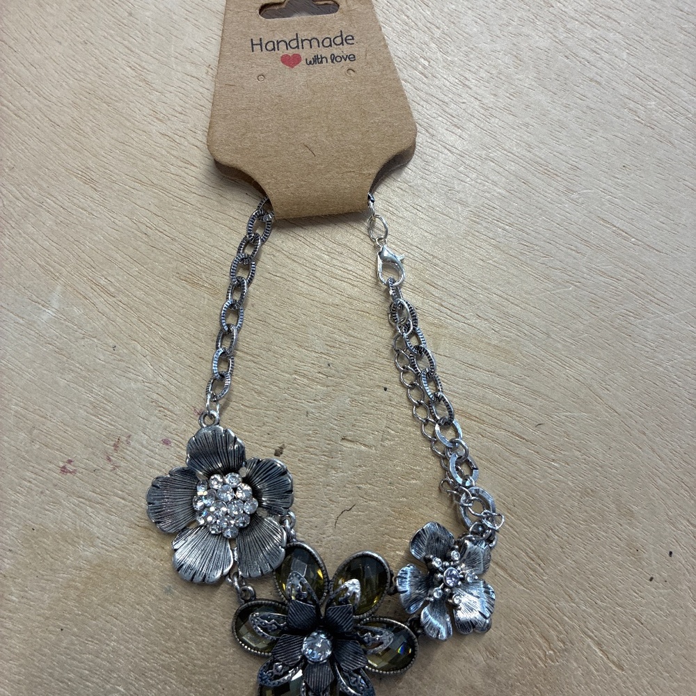 Handcrafted bracelet made with vintage necklaces turned into
